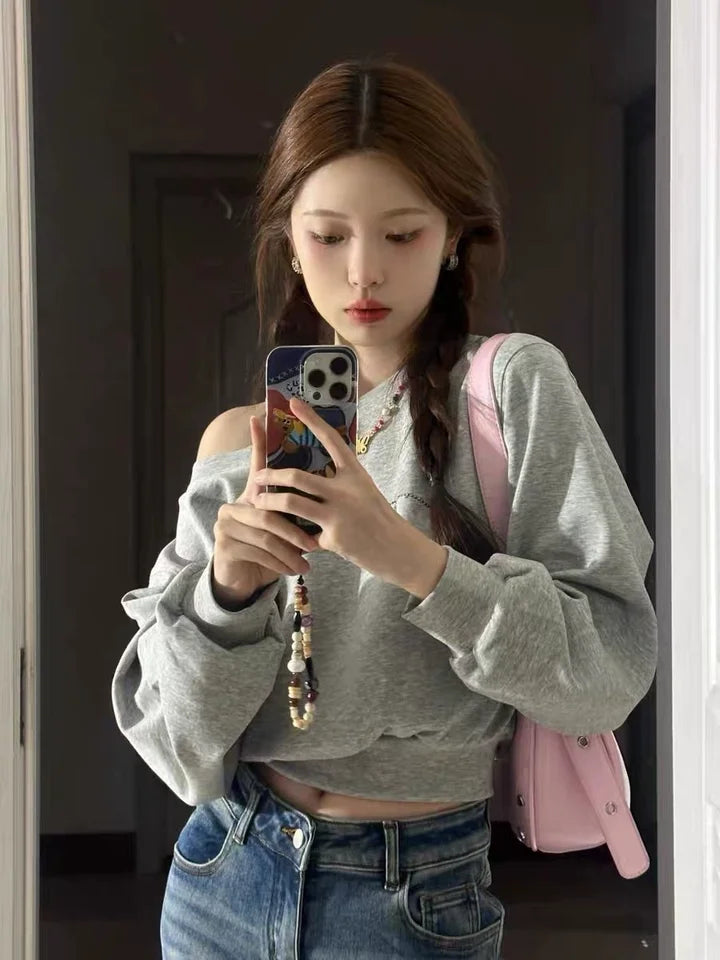 Women’s Off-Shoulder Cropped Hoodie