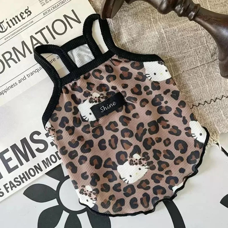 Spring Summer 2025 New Pet Clothes Spice Girls Wind Suspenders Leopard-Print Kitty Ice Silk And Cool Fabrics Cats Dogs Wear Them