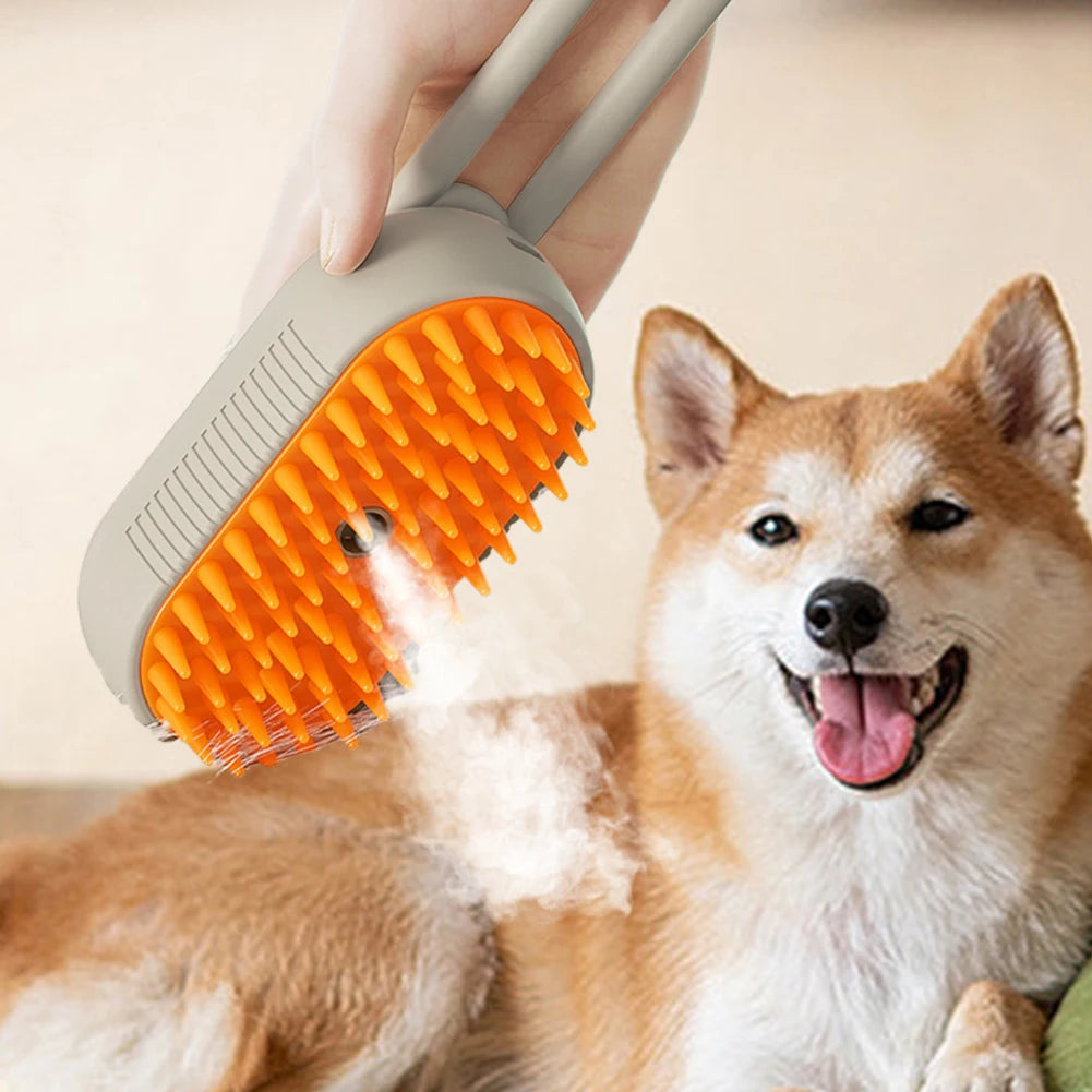 USB Rechargeable Soft Brush With Electric Water Spray Cat Dog Grooming Comb for Washing Brushing for Short Long Haired Pets