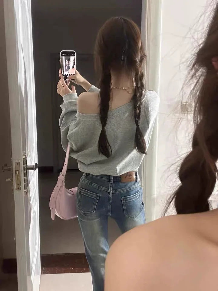 Women’s Off-Shoulder Cropped Hoodie