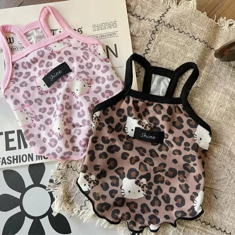 Spring Summer 2025 New Pet Clothes Spice Girls Wind Suspenders Leopard-Print Kitty Ice Silk And Cool Fabrics Cats Dogs Wear Them