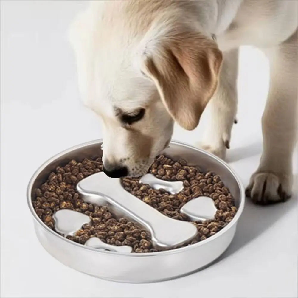 Creative Stainless Steel Dog Slow Food Bowl Large Capacity Paw Print Pet Slow Feeder Rustproof Washable Dog Bowl for Cats/Dogs