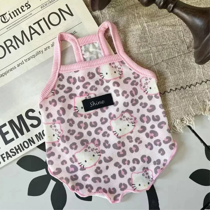 Spring Summer 2025 New Pet Clothes Spice Girls Wind Suspenders Leopard-Print Kitty Ice Silk And Cool Fabrics Cats Dogs Wear Them
