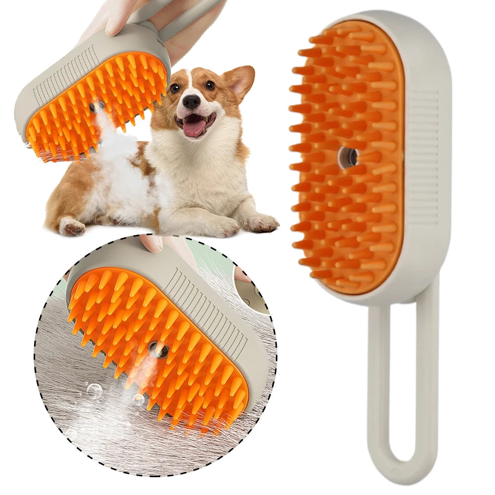 USB Rechargeable Soft Brush With Electric Water Spray Cat Dog Grooming Comb for Washing Brushing for Short Long Haired Pets