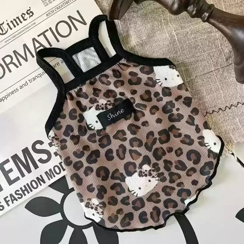 Spring Summer 2025 New Pet Clothes Spice Girls Wind Suspenders Leopard-Print Kitty Ice Silk And Cool Fabrics Cats Dogs Wear Them