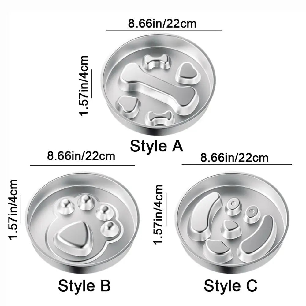 Creative Stainless Steel Dog Slow Food Bowl Large Capacity Paw Print Pet Slow Feeder Rustproof Washable Dog Bowl for Cats/Dogs
