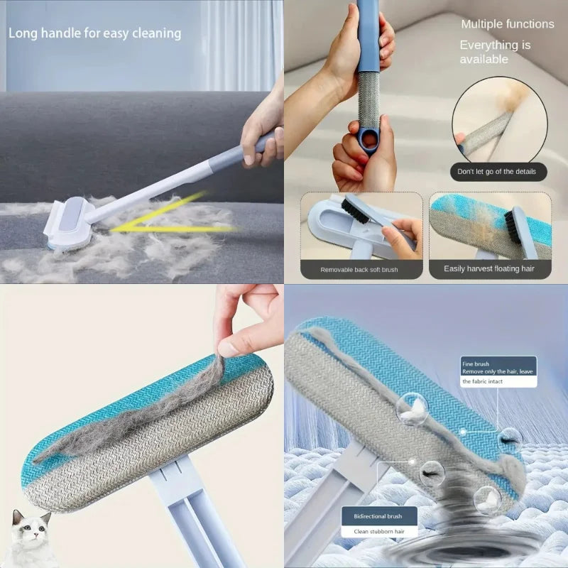 Long-Handle Pet Hair Remover Brush for Dogs, Durable Nylon Bristle Grooming Brush, Effective Shedding Control and Cleaning for D