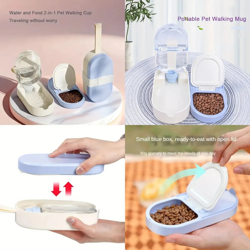 Pet Pal Water Bottle - Portable Water Dispenser Feeder for Cats, Dogs, Rabbits, and Small Pets with Drinking Cup, Food Container