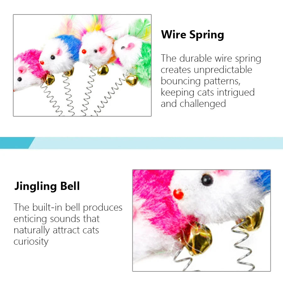 Swinging Mouse Toy - Feather with Bell Sound, Interactive Cat Toy