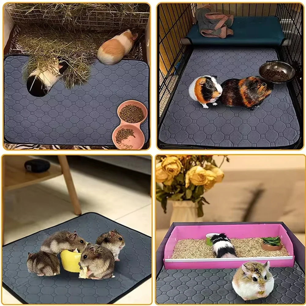 Guinea Pig Cage Liner Washable Bedd Reusable Waterproof Super Absorbent Pad Non-Slip Mat for Small Animal Rabbit Hamster Mouse