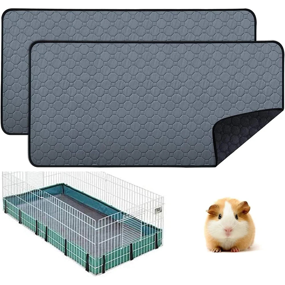 Guinea Pig Cage Liner Washable Bedd Reusable Waterproof Super Absorbent Pad Non-Slip Mat for Small Animal Rabbit Hamster Mouse