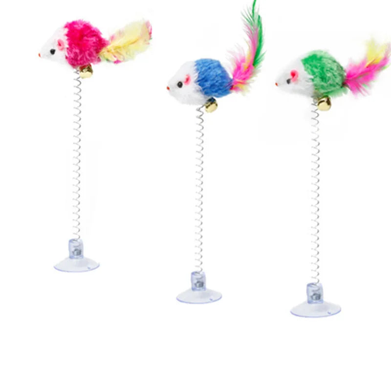 Swinging Mouse Toy - Feather with Bell Sound, Interactive Cat Toy