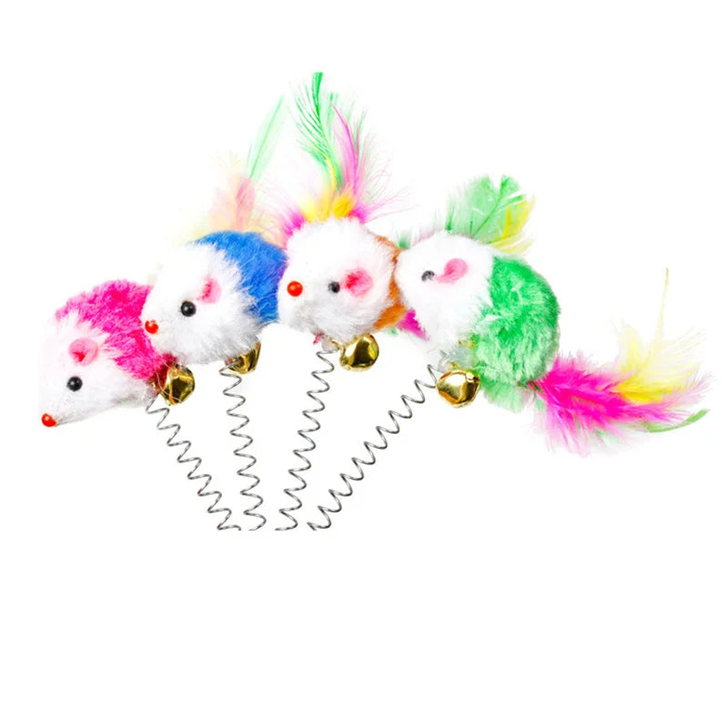 Swinging Mouse Toy - Feather with Bell Sound, Interactive Cat Toy