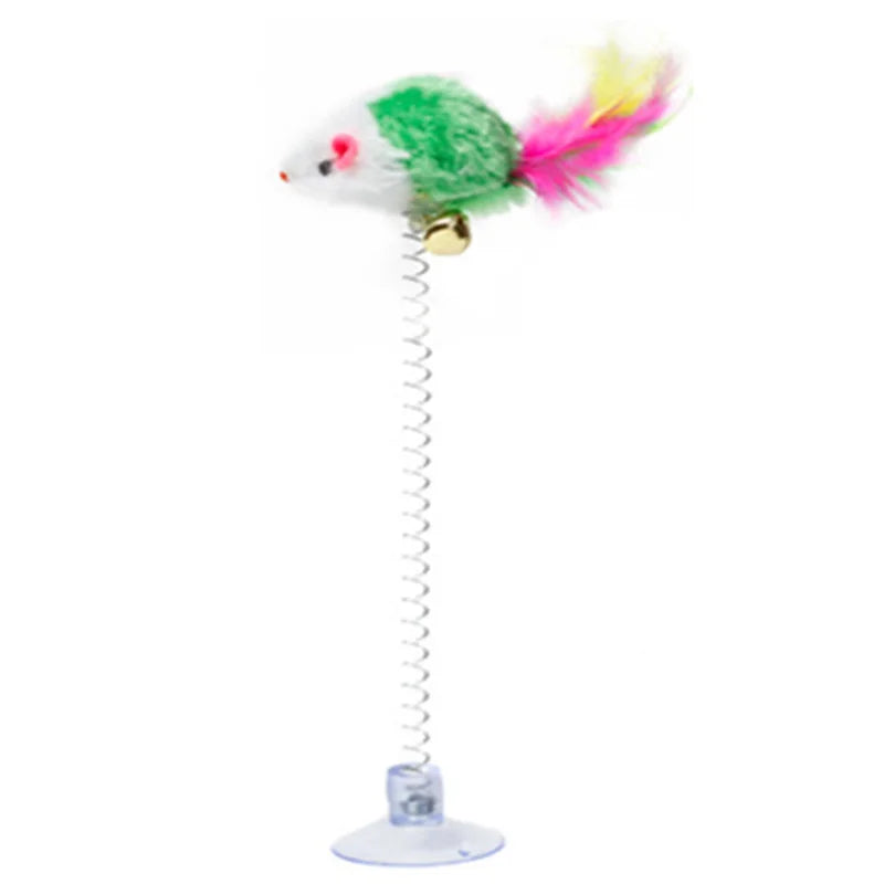 Swinging Mouse Toy - Feather with Bell Sound, Interactive Cat Toy