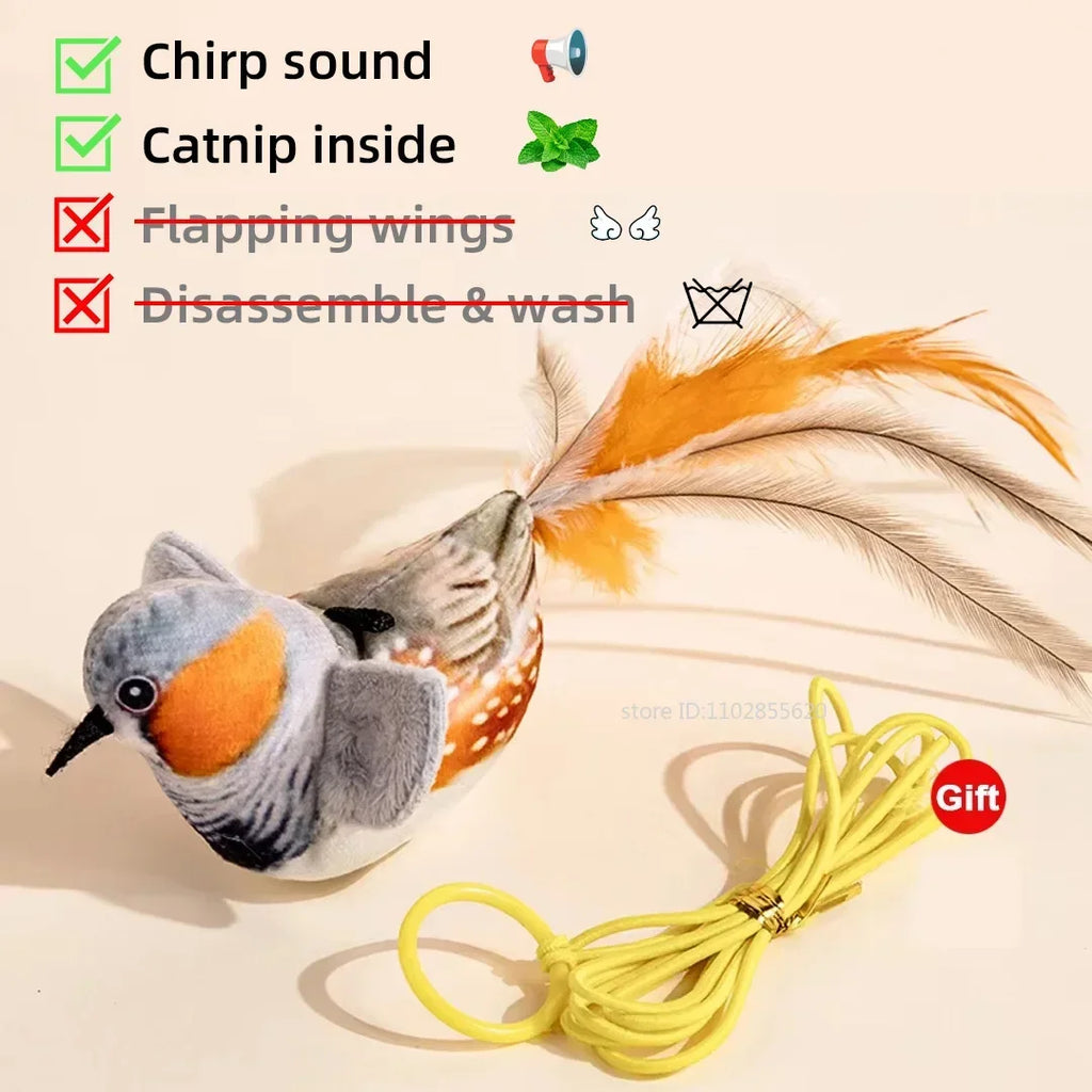 Simulated Bird Cat Toy Interactive Rechargeable Catnip Touch Activated Plush