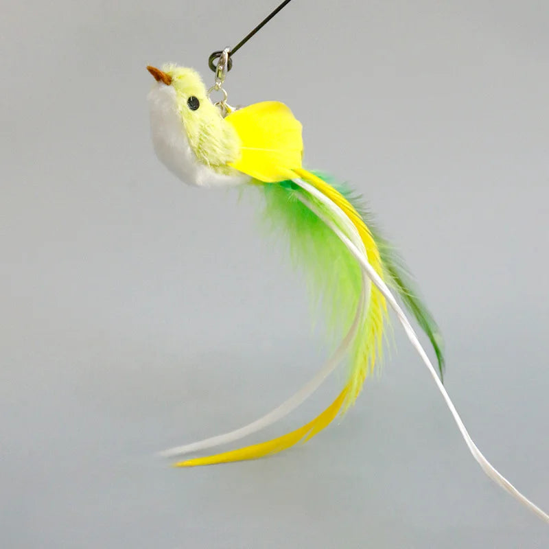 Handfree Bird/Feather Wand Bell Suction Cup Interactive Hunting Exercise