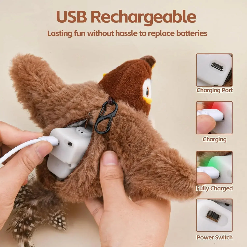 Simulated Bird Cat Toy Interactive Rechargeable Catnip Touch Activated Plush