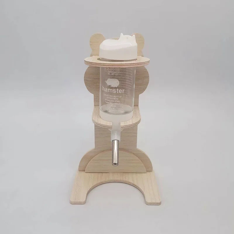 2pcs Set Hamster Ball Water Bottle Rack Golden Bear Vertical Water Bottle Solid Wood Bracket Flower Branch Mouse Water Dispenser
