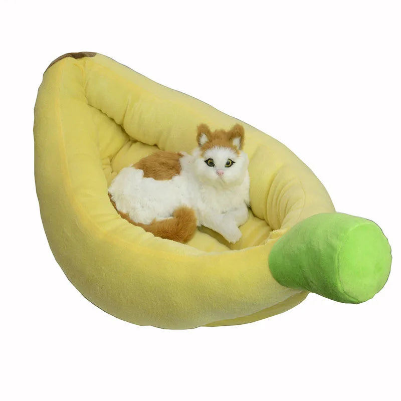 Dog Bed Yellow Banana Cute Soft Pet  for Dogs Cats S Sofa Warm Nest Creative Detachable  House All Seasons Suit