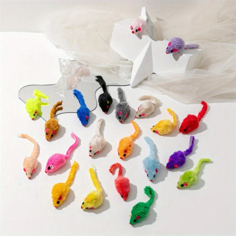 25 Pack Plush Little Mice Cat Toys Mouse Shaped cat Toys Interactive Mouse Toys Suitable for Aggressive Games Sports