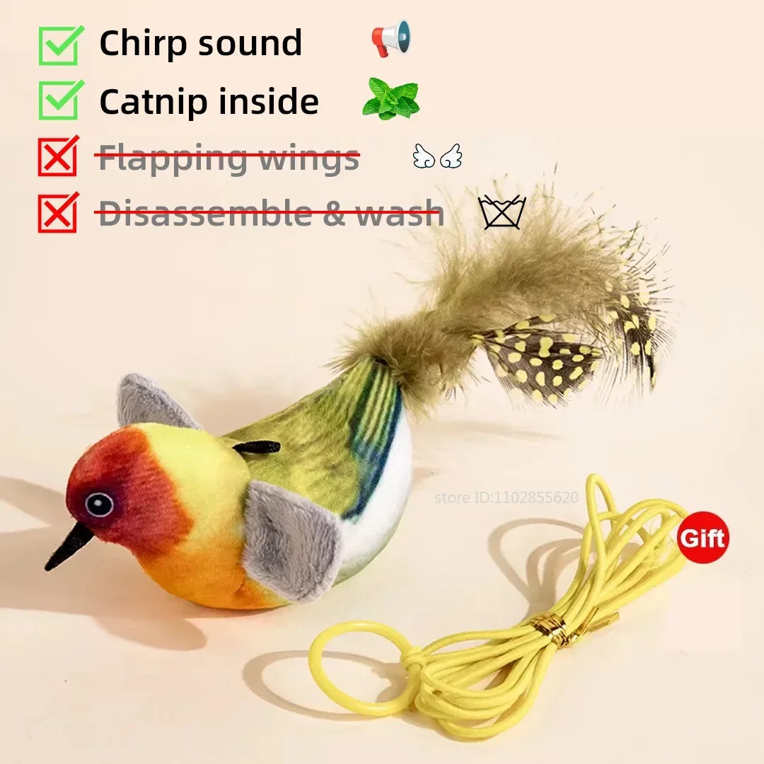 Simulated Bird Cat Toy Interactive Rechargeable Catnip Touch Activated Plush