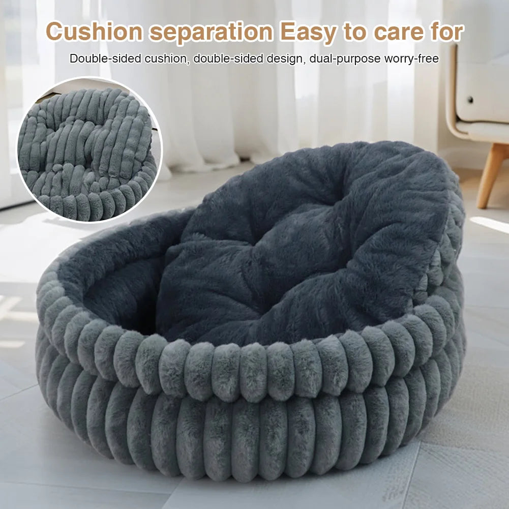 60CM Cat Bed Kitten Bed with Anti-Slip Bottom Dog Beds & Furniture Soft Plush Fur Pet Bed Load Capacity of 15 Kg for Indoor