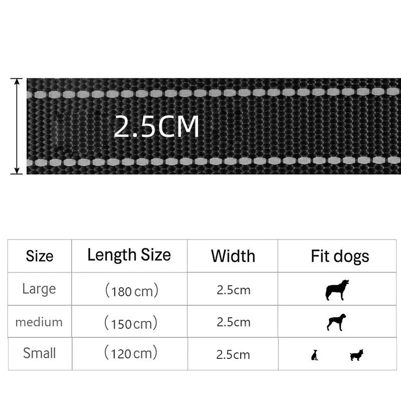 1.2/1.5/1.8m Two Handle Heavy Duty Double Handle Nylon Dog Leash For Training Control Guard Rope Walking Cats Dogs Harness Lead