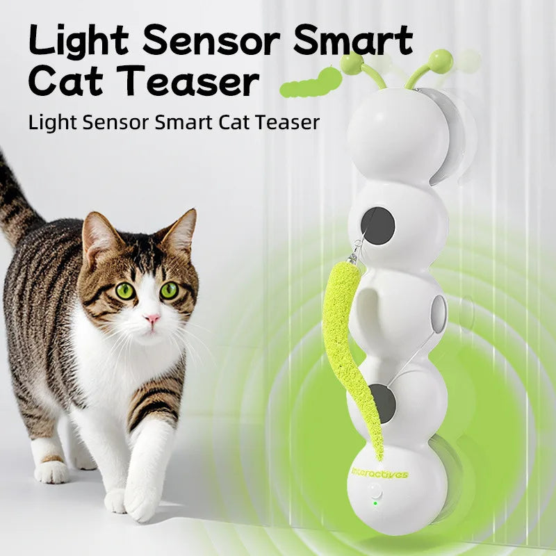 Popular Pet Cat Electric Caterpillar Cat Teasing Stick Toy Feather Tail Intelligent Sensor Self-Pleasure to Relieve Boredom