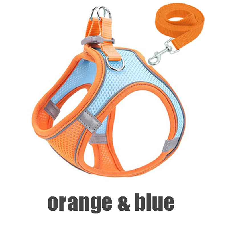 XXXS-L Reflective Pet Harness Dogs Strap with Leash Adjustable Harness Vest Breathable Collars for Chihuahua Small Large Dogs