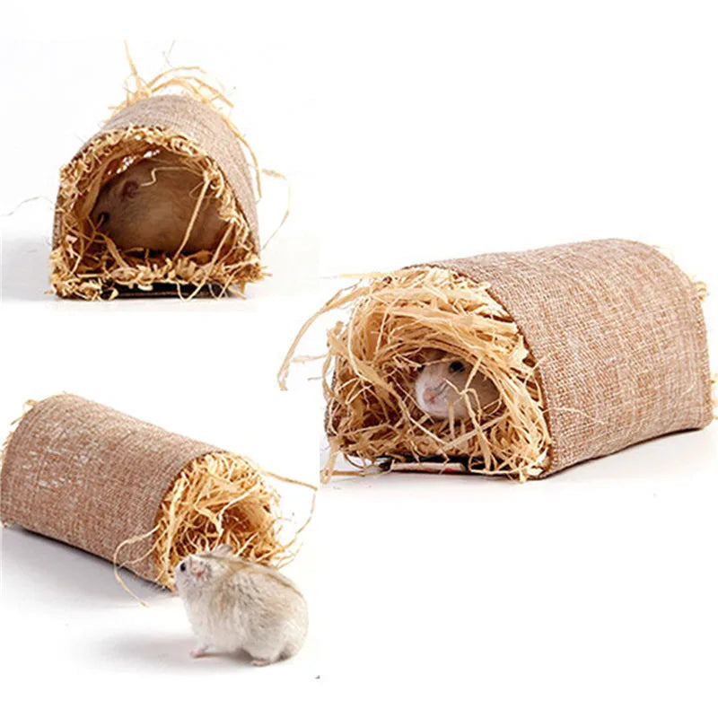 Rabbit Hideaway Toy Grass Straw Bunny Toy Tunnel Hamster Accessories for Guineapig Chinchilla Ferret Rats Rodent Animal Pet Cage