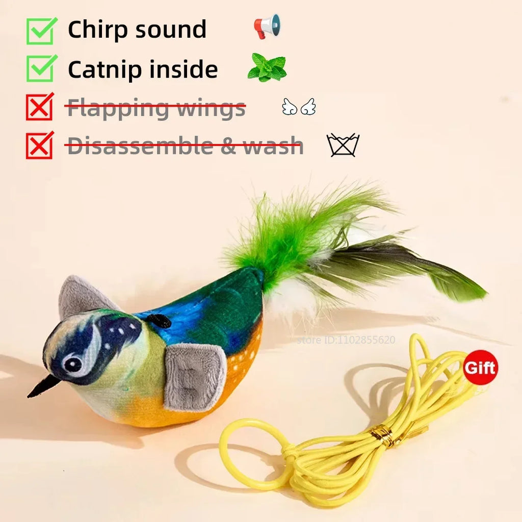 Simulated Bird Cat Toy Interactive Rechargeable Catnip Touch Activated Plush