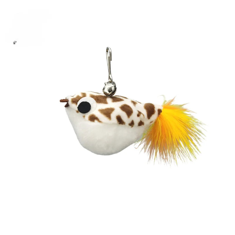 Handfree Bird/Feather Wand Bell Suction Cup Interactive Hunting Exercise