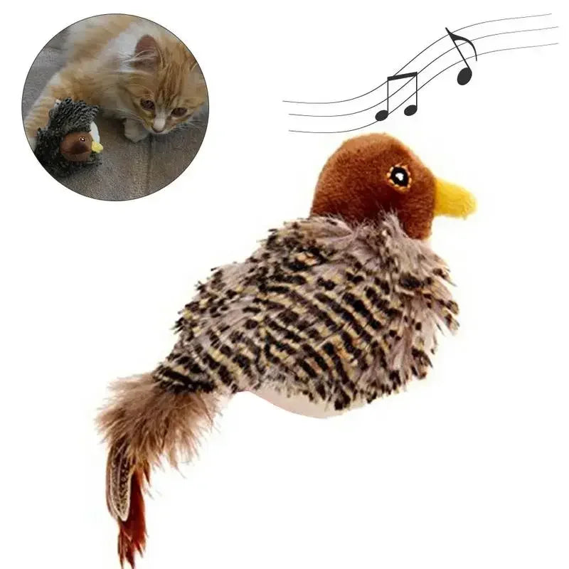 Interactive Squeaky Bird Feather Catnip Chirping