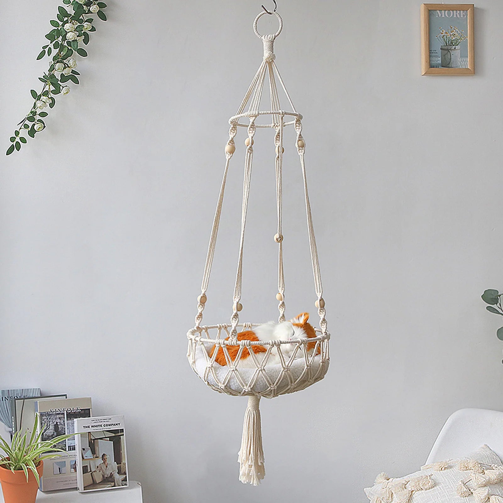Cat Hammock Bed, Hanging Indoor Cat Bed, Ceiling Catio Swing for Playing Sleeping Climbing and Lounging
