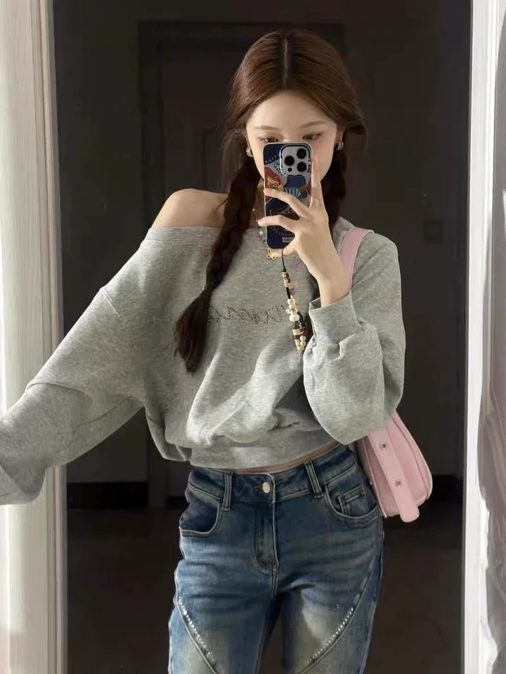 Women’s Off-Shoulder Cropped Hoodie