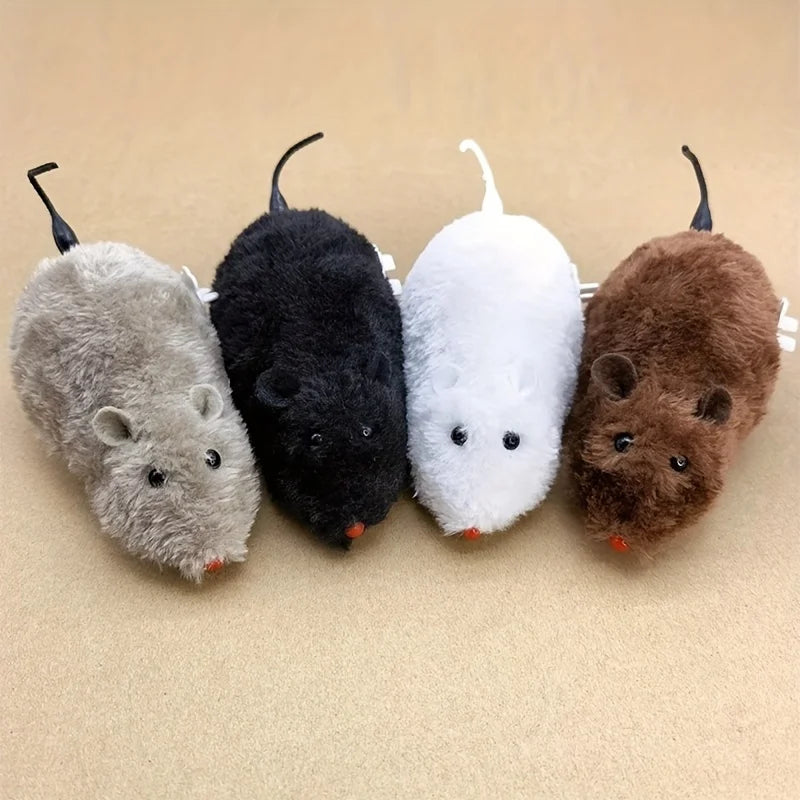 1/5pcs Interactive Plush Wind-Up Mouse Mechanical Moving