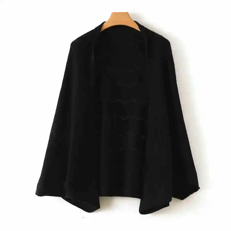 100% Merino Wool Poncho Cardigan