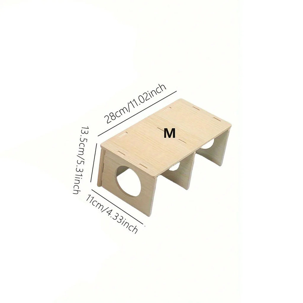 1pc Solid Wood Hideaway House, For Hamster Squirrel, Small Pet Aquascape Toys,  Small Animal Cage Accessories