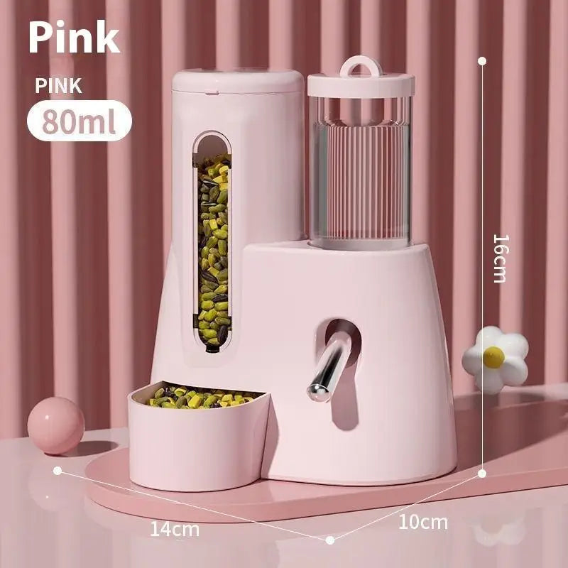 2In1 Hamster Feeder And Waterer Large Capacity Leakproof Automatic Feeder Food Water Dispenser Leak Proof Food Feeding Supplies