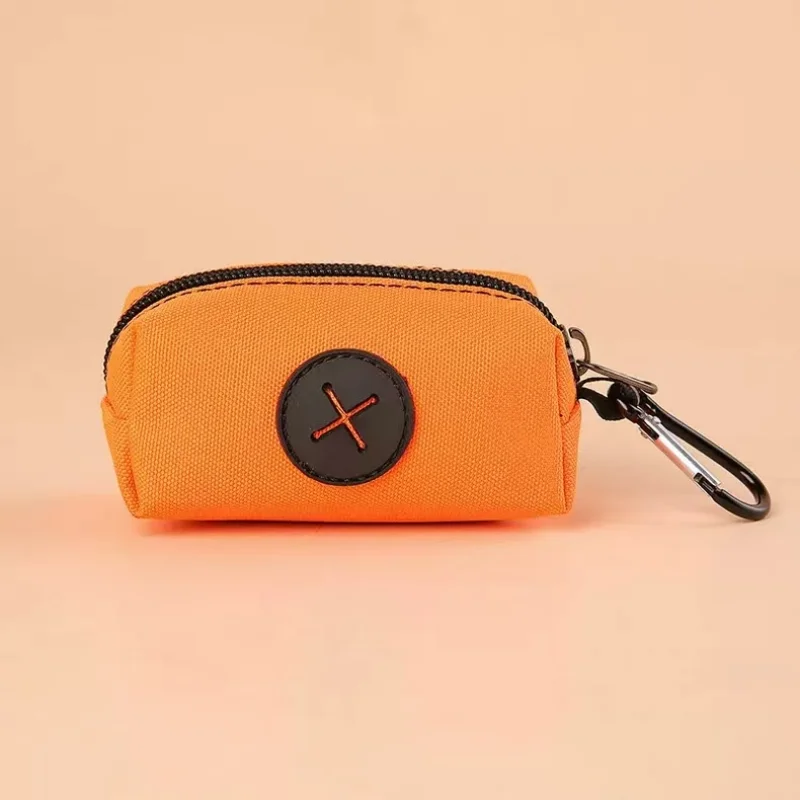 Canvas Dog Poop Bag Holder, Outdoor Pet Waste Bag Dispenser with Carabiner Clip, Animal Waste Collection Pouch