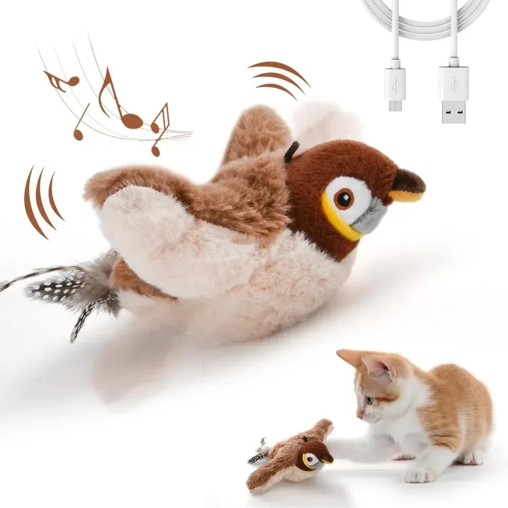 Simulated Bird Cat Toy Interactive Rechargeable Catnip Touch Activated Plush