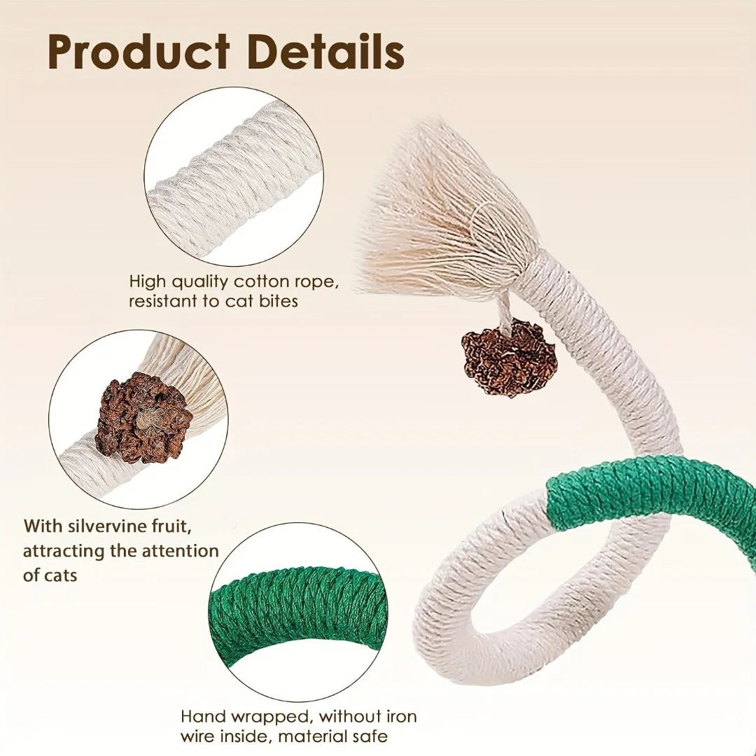 Cotton Chew Teeth Cleaning, Catnip Rope Nibbling Exercise Interactive Teething