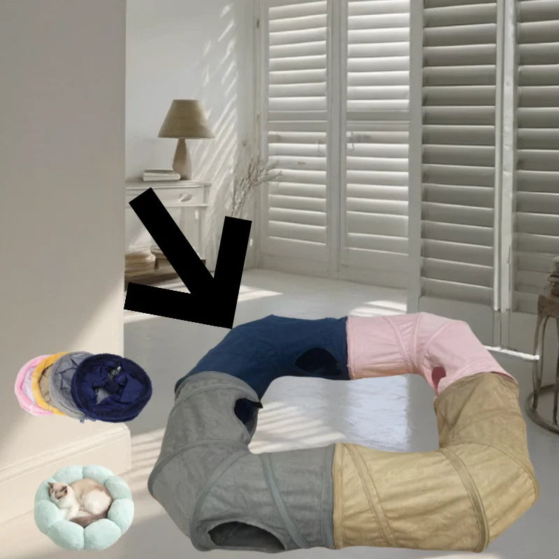 Collapsible Suede Tunnel Interactive Bedding