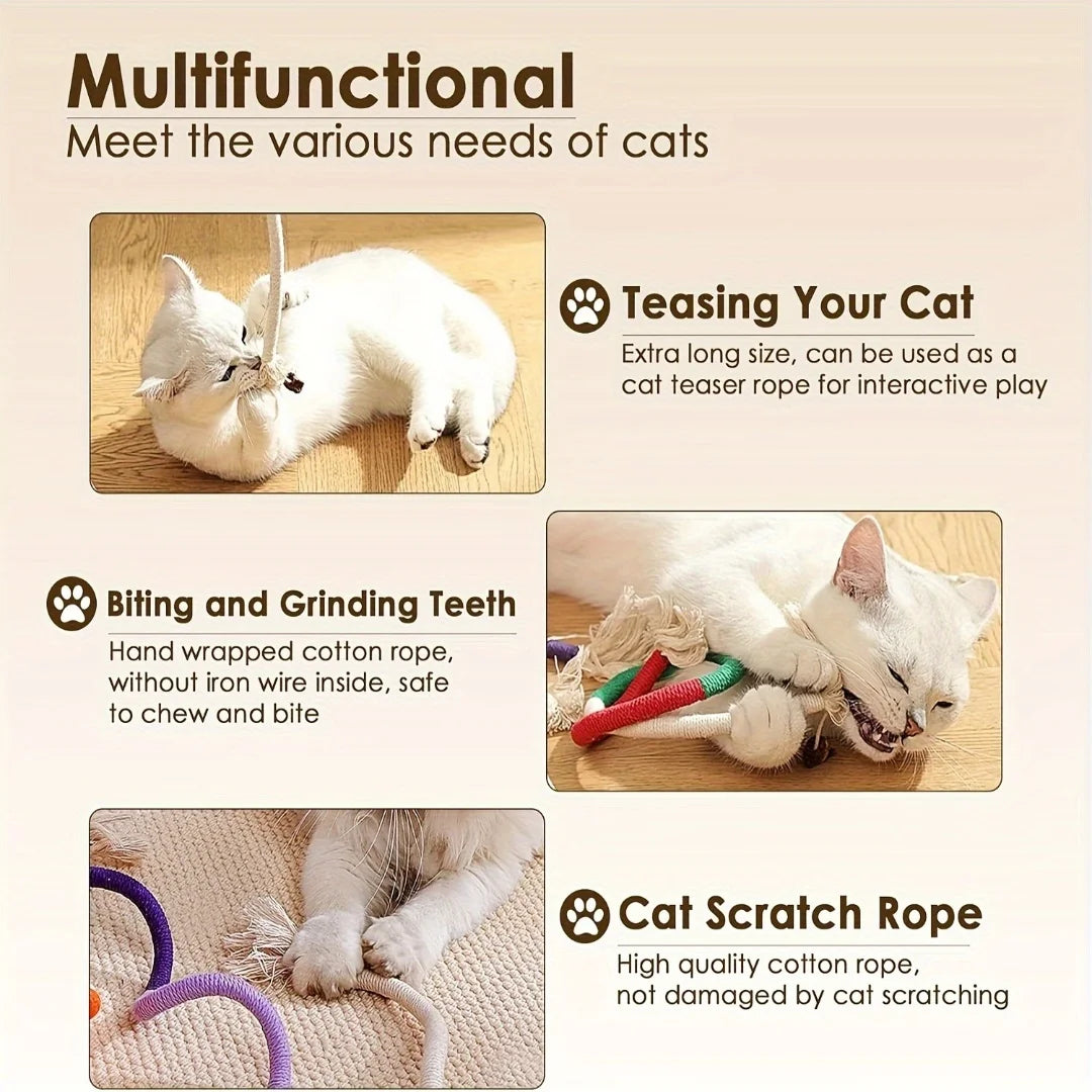 Cotton Chew Teeth Cleaning, Catnip Rope Nibbling Exercise Interactive Teething