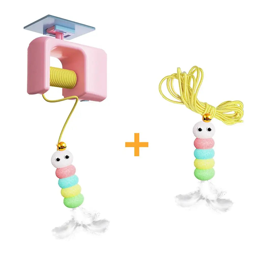 Electric Interactive Cat Teasing Stick Toy Elastic Rope Automatic Flying Bird Cat Toy Pet Stress Relief Toys For Cats