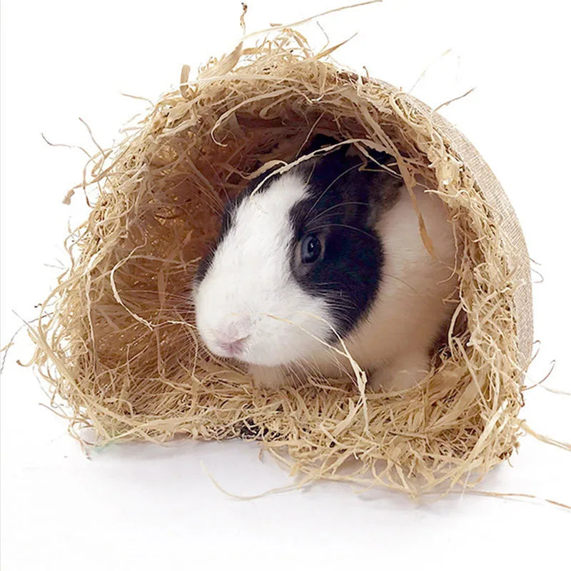 Rabbit Hideaway Toy Grass Straw Bunny Toy Tunnel Hamster Accessories for Guineapig Chinchilla Ferret Rats Rodent Animal Pet Cage