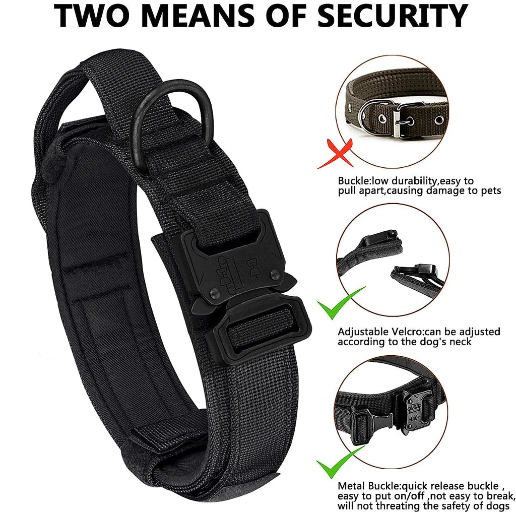 Heavy-Duty Military Tactical Dog Collar & Leash Set: Adjustable & Durable For All sized dog
