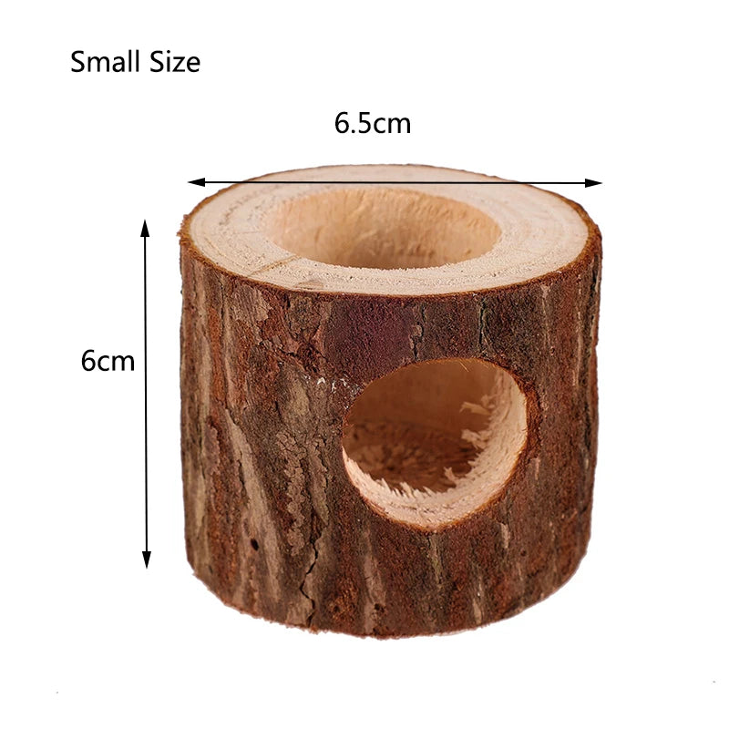Hamster Natural Wooden Tunnels Tubes Bite-resistant Hideout Tunnel Molar Toy For Small Pet Toy Forest Hollow Tree Trunk