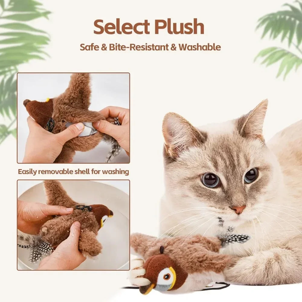 Simulated Bird Cat Toy Interactive Rechargeable Catnip Touch Activated Plush