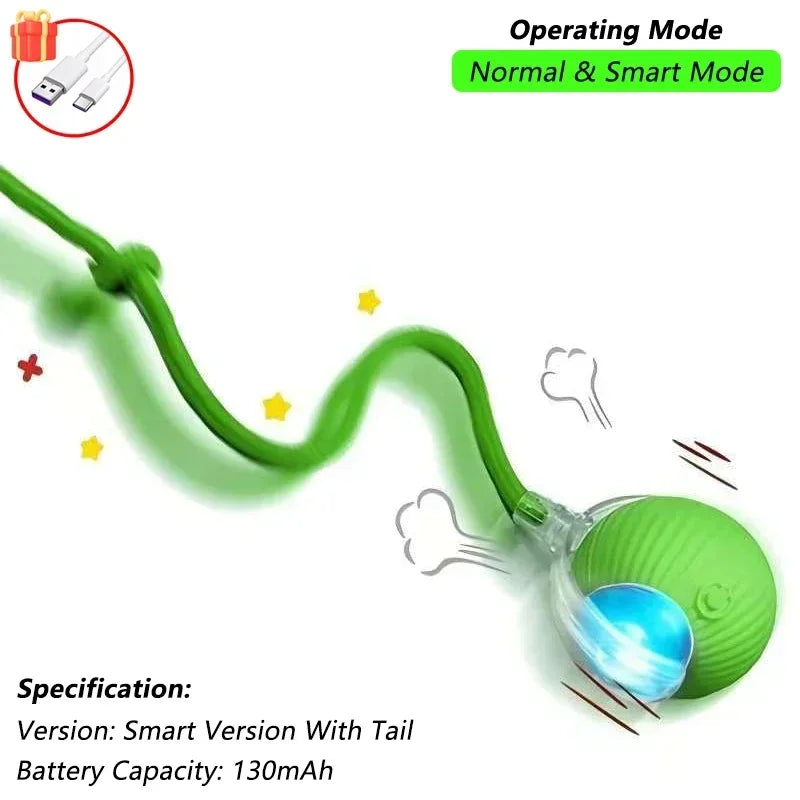Rechargeable Smart Pet Interactive Toy,Cat Interactive Ball Toy, Automatic Rolling Ball with Tail, , Intelligent Mouse for Cat